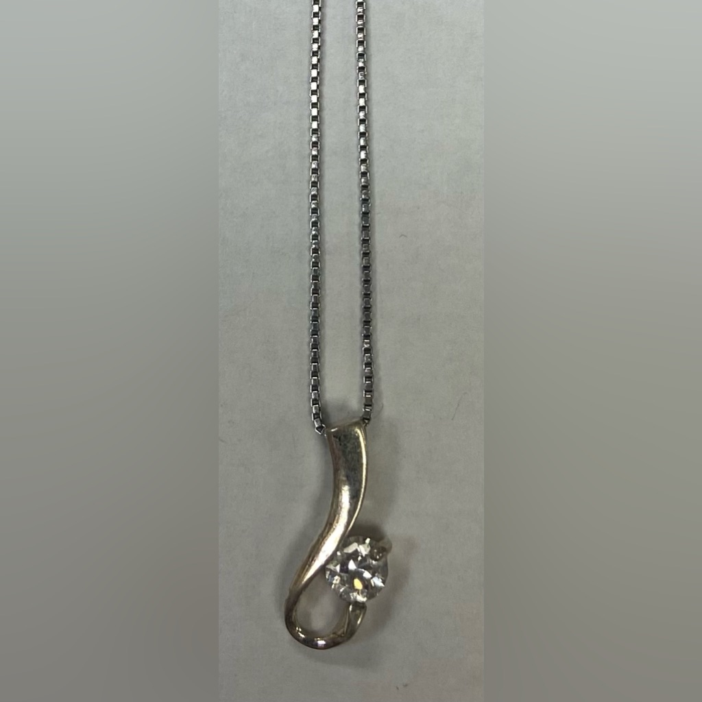 Silver .925 Women Necklace Chain & Pendant With Stone